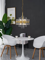 Brass_Chandelier_with_Clear_Glass_Rods_Shade_1 - Oleniva